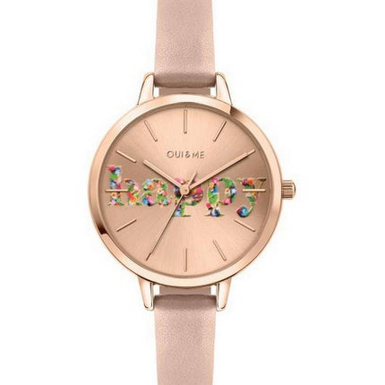 Oui & Me Petite Fleurette Rose Gold Sunray Dial Læderrem Quartz ME010009 Dameur