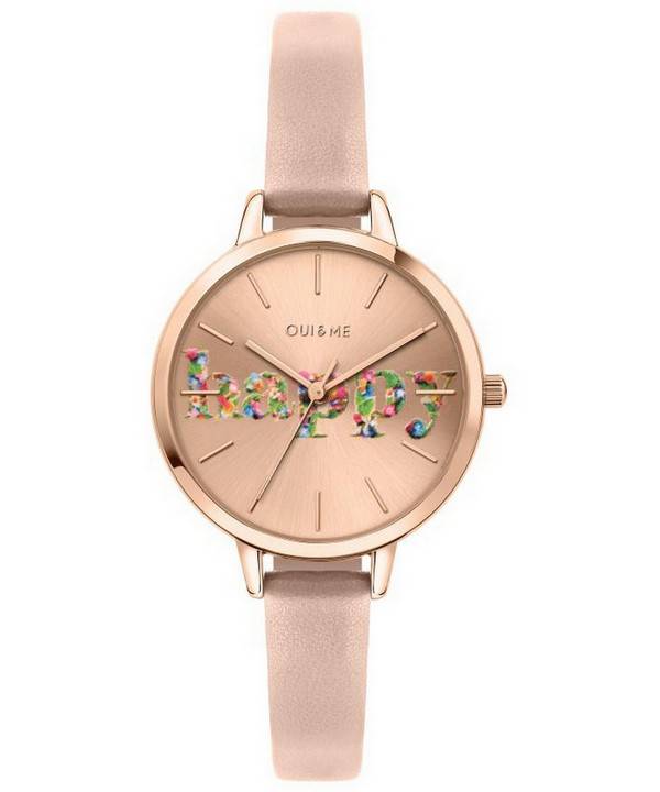 Oui & Me Petite Fleurette Rose Gold Sunray Dial Læderrem Quartz ME010009 Dameur