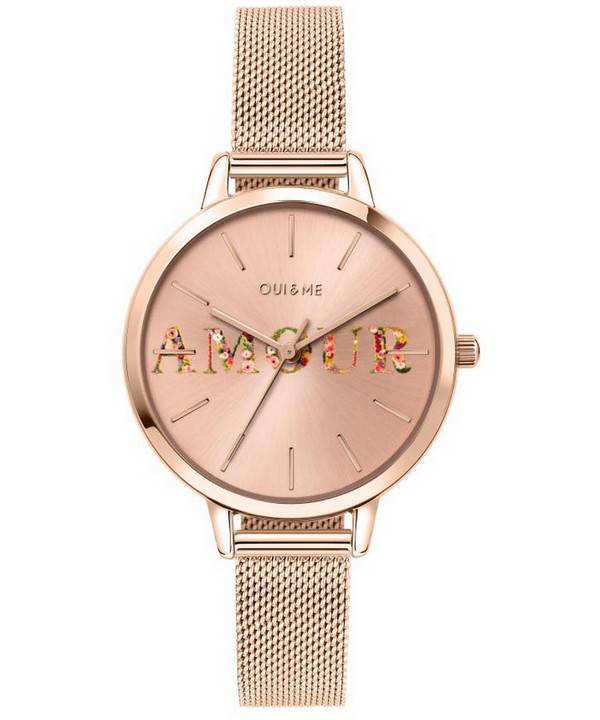 Oui & Me Fleurette Rose Gold Tone Rustfrit Steel Quartz ME010043 Dameur