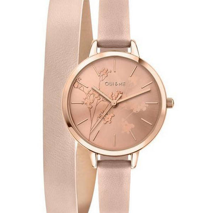 Oui & Me Petite Amourette Rose Gold Sunray Dial Læderrem Quartz ME010049 Dameur