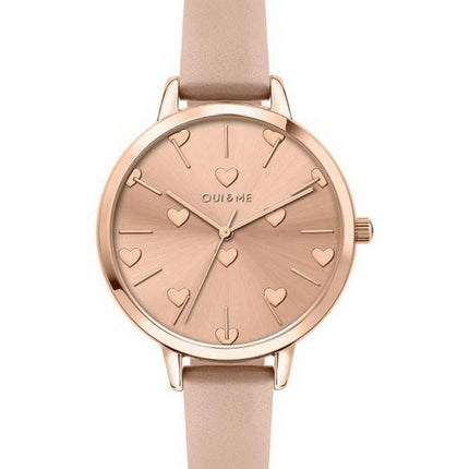 Oui & Me Petite Amourette Rose Gold Sunray Dial Læderrem Quartz ME010106 Dameur