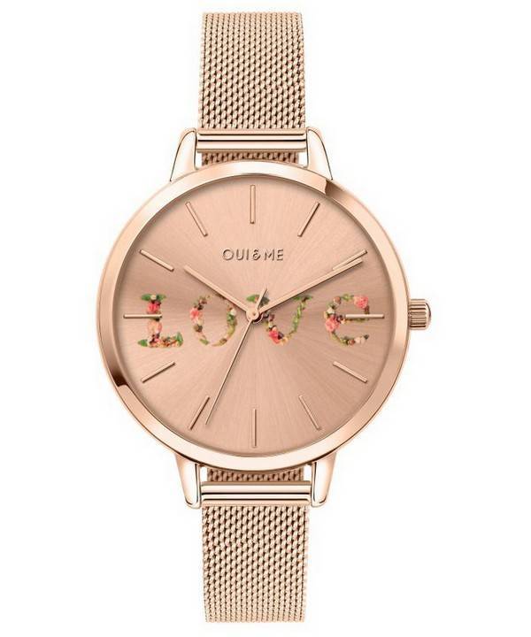 Oui & Me Grande Fleurette Rose Gold Tone Rustfrit Steel Quartz ME010112 Dameur