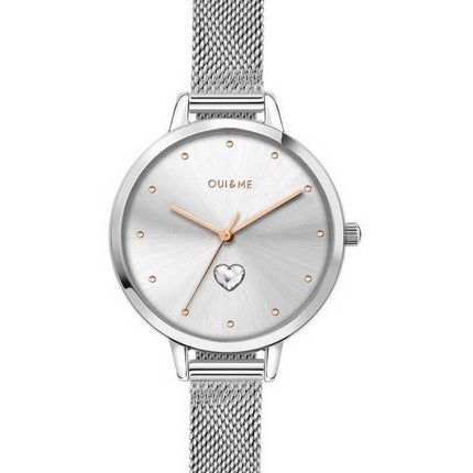 Oui & Me Petite Amourette Silver Sunray Dial Rustfrit stål Mesh Quartz ME010140 Dameur