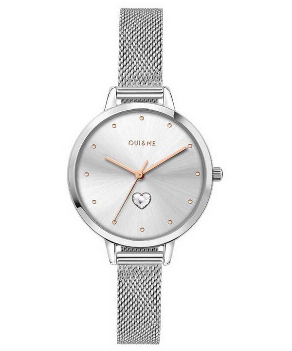 Oui & Me Petite Amourette Silver Sunray Dial Rustfrit stål Mesh Quartz ME010140 Dameur