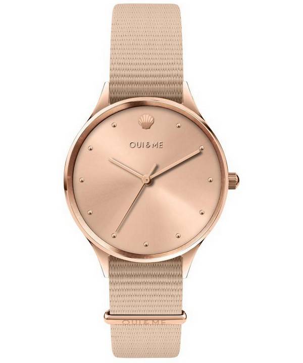 Oui &amp, Me Petite Bichette Rose Gold Sunray Dial Nylonrem Quartz ME010199 Dameur