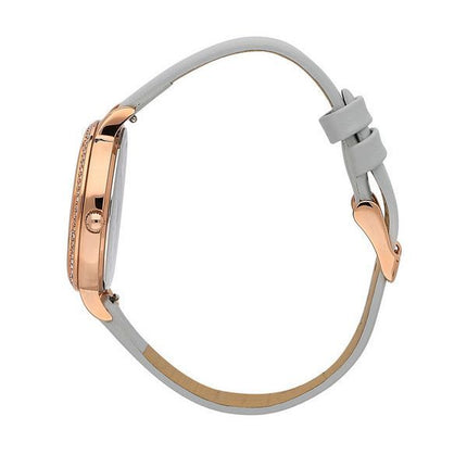 Oui &amp, Me Amourette Krystal Accenter Læderrem Sølv Urskive Quartz ME010289 Dameur med ekstra armbånd