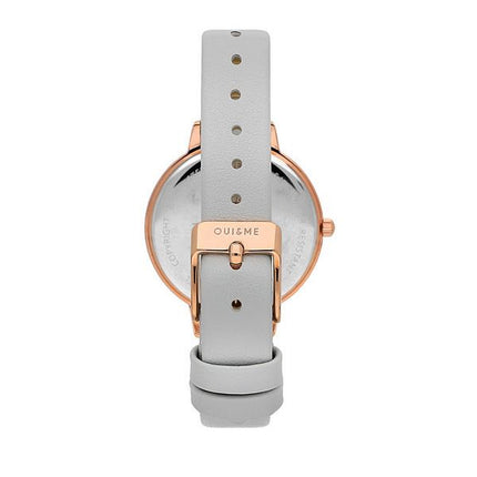 Oui &amp, Me Amourette Krystal Accenter Læderrem Sølv Urskive Quartz ME010289 Dameur med ekstra armbånd