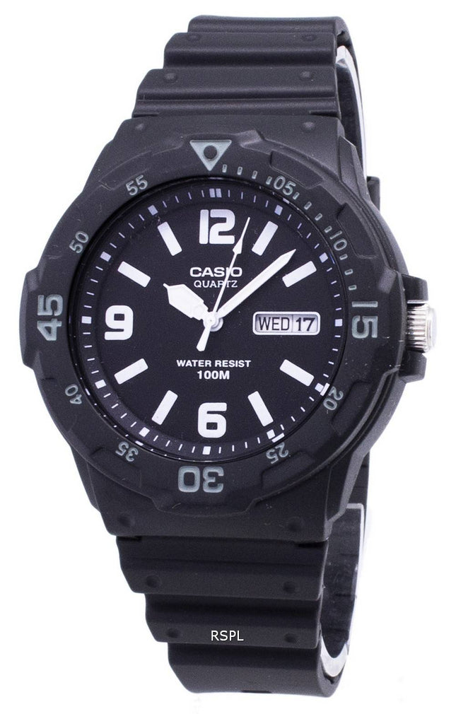 Casio kvarts Analog 100M sort harpiks rem MRW-200H-1B2VDF MRW-200H-1B2V Herreur