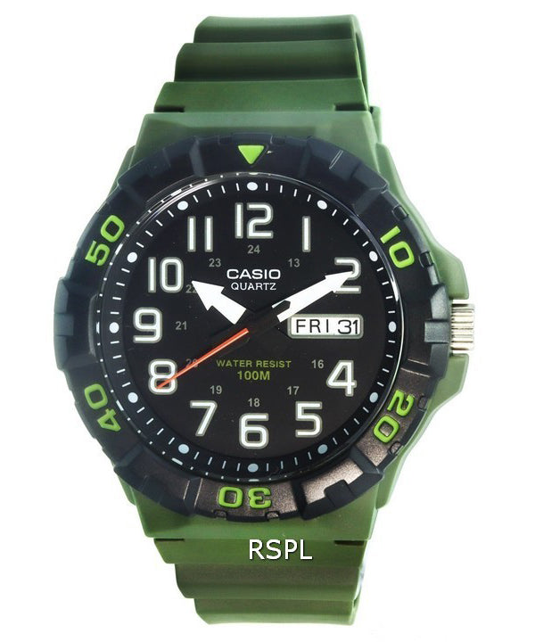 Casio Analog Army Green Resin Band Quartz MRW-210H-3A MRW210H-3 100M herreur