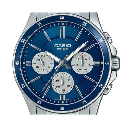 Casio Standard Analog Ion Belagt rustfrit stål Blue Dial Quartz MTP-1374D-2A3V herreur