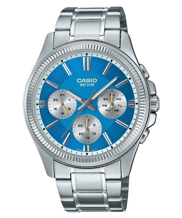 Casio Enticer Analog rustfrit stål Ice Blue Dial Quartz MTP-1375D-2A2 herreur