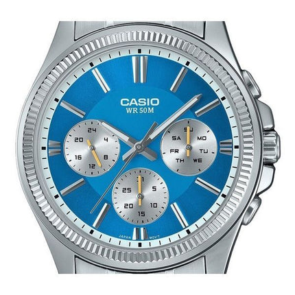 Casio Enticer Analog rustfrit stål Ice Blue Dial Quartz MTP-1375D-2A2 herreur