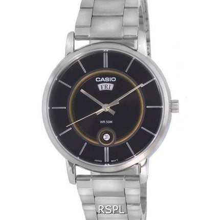 Casio Analog Rustfrit Stål Sort Urskive Quartz MTP-B120D-1A MTPB120D-1 Herreur