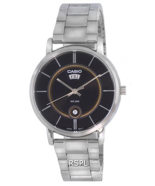 Casio Analog Rustfrit Stål Sort Urskive Quartz MTP-B120D-1A MTPB120D-1 Herreur