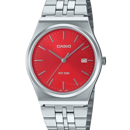 Casio Standard Analog rustfrit stål rød skive Quartz MTP-B145D-4A2V unisex ur