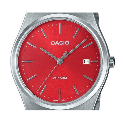 Casio Standard Analog rustfrit stål rød skive Quartz MTP-B145D-4A2V unisex ur