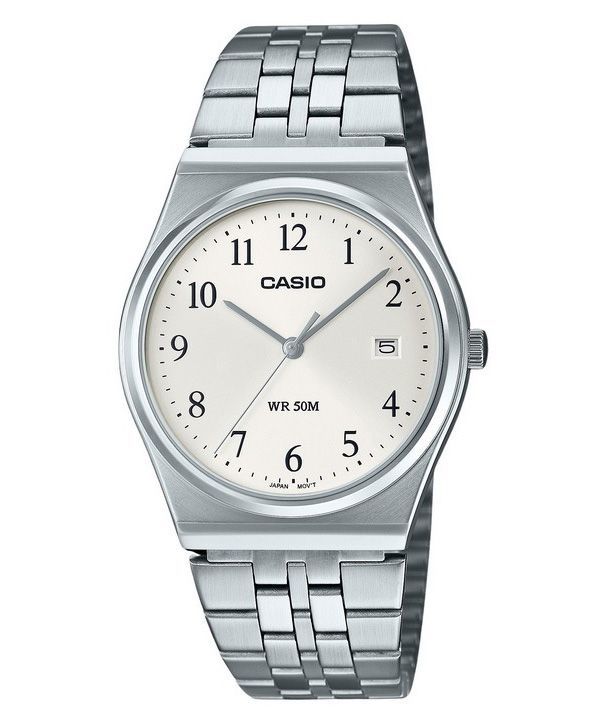 Casio standard analog rustfrit stål hvid skive kvarts MTP-B145D-7B herreur