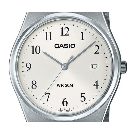 Casio standard analog rustfrit stål hvid skive kvarts MTP-B145D-7B herreur