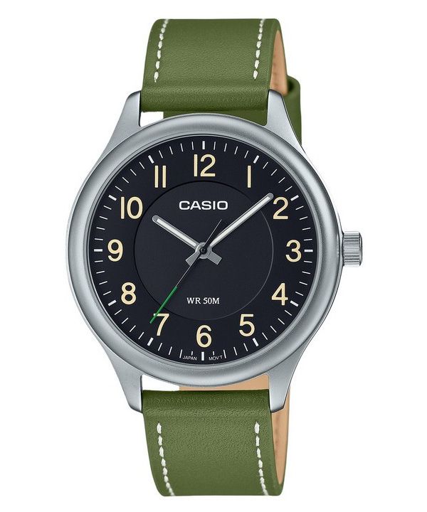 Casio Standard Analog Læderrem Sort Urskive Quartz MTP-B160L-1B1 herreur