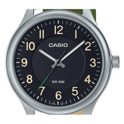 Casio Standard Analog Læderrem Sort Urskive Quartz MTP-B160L-1B1 herreur