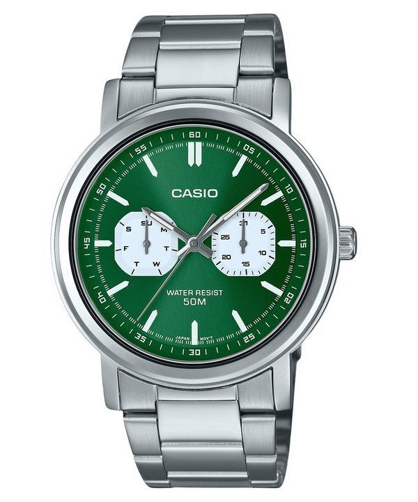 Casio Standard Analog rustfrit stål Grøn skive Quartz MTP-E335D-3EV herreur