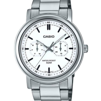 Casio Standard Analog rustfrit stål hvid skive Quartz MTP-E335D-7EV herreur