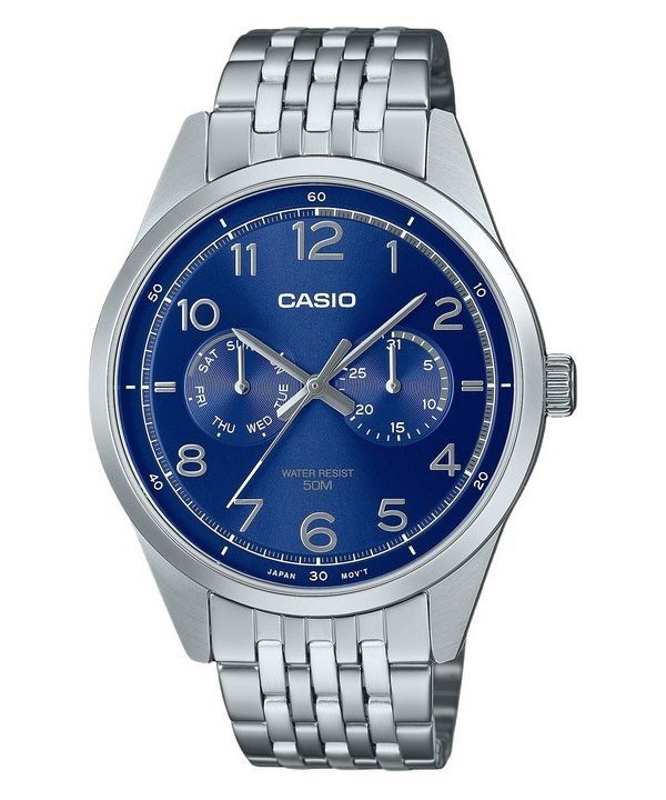 Casio Standard Analog rustfrit stål Blue Dial Quartz MTP-E340D-2AV herreur