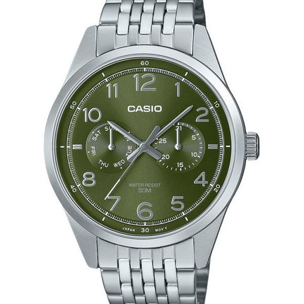 Casio Standard Analog rustfrit stål Grøn skive Quartz MTP-E340D-3AV herreur