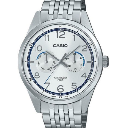 Casio Standard Analog rustfrit stål Sølvskive Quartz MTP-E340D-7AV herreur