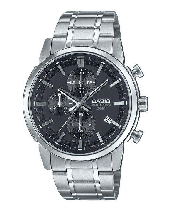 Casio Standard Analog Chronograph Rustfrit Stål Sort Urskive Quartz MTP-E510D-1A1V Herreur