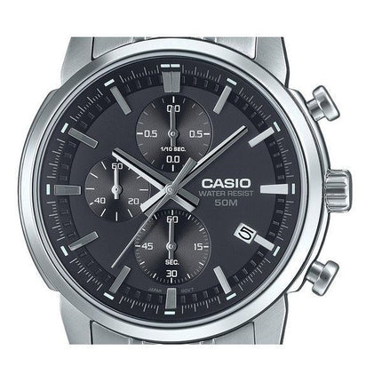 Casio Standard Analog Chronograph Rustfrit Stål Sort Urskive Quartz MTP-E510D-1A1V Herreur