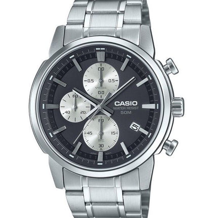 Casio Standard Analog Chronograph Rustfrit Stål Sort Urskive Quartz MTP-E510D-1A2V Herreur