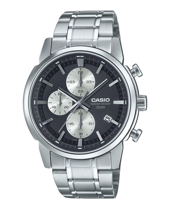 Casio Standard Analog Chronograph Rustfrit Stål Sort Urskive Quartz MTP-E510D-1A2V Herreur