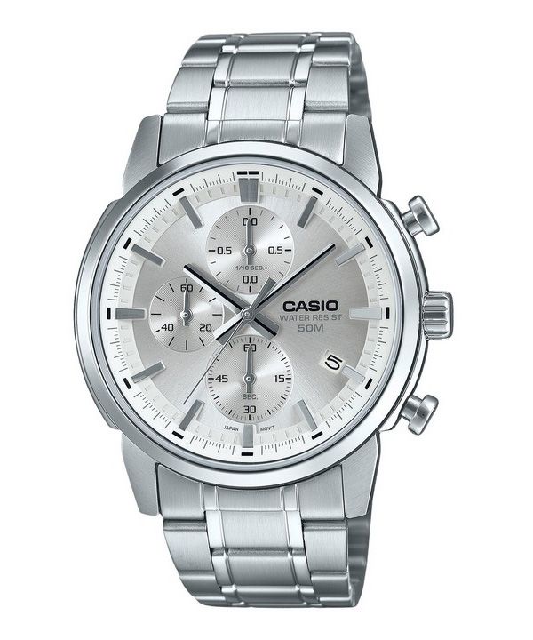 Casio Standard Analog Chronograph Rustfrit Stål Sølv Urskive Quartz MTP-E510D-7AV herreur