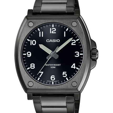 Casio standard analog sort ionbelagt rustfrit stål sort skive kvarts MTP-E730B-1AV herreur