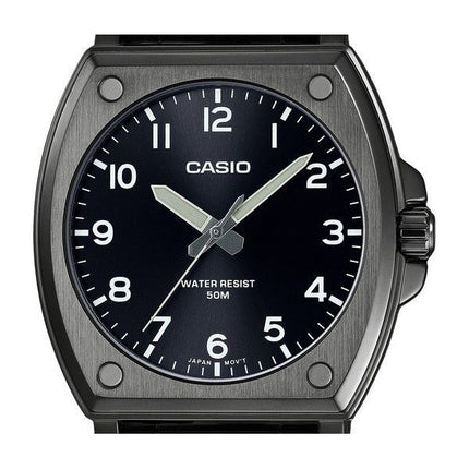 Casio standard analog sort ionbelagt rustfrit stål sort skive kvarts MTP-E730B-1AV herreur