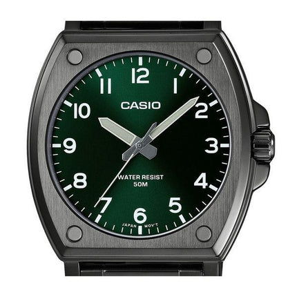 Casio Standard Analog sort Ionbelagt rustfrit stål Grøn skive Quartz MTP-E730B-3AV herreur