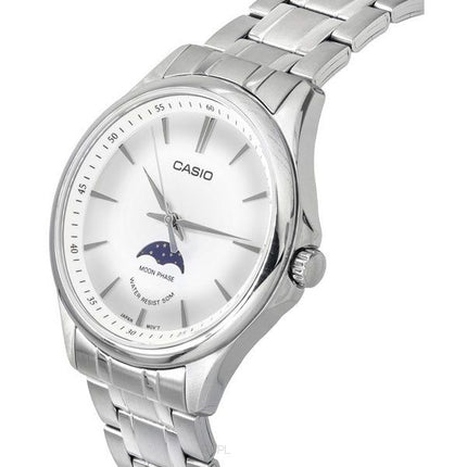 Casio Standard Analog Månefase rustfrit stål Sølvskive Quartz MTP-M100D-7A herreur