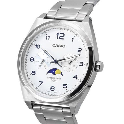 Casio standard analog månefase hvid skive kvarts MTP-M300D-7A MTPM300D-7 herreur