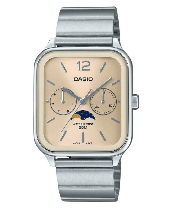 Casio Standard Analog Månefase Rustfrit Stål Champagne Urskive Quartz MTP-M305D-9AV herreur