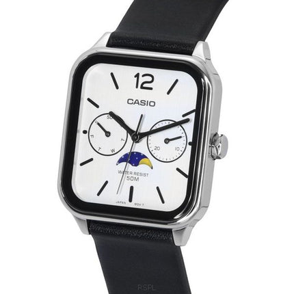 Casio Standard Analog Månefase Læderrem Hvid Urskive Quartz MTP-M305L-7A herreur