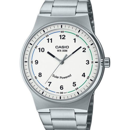 Casio Standard Analog rustfrit stål hvid skive Solar MTP-RS105D-7BV herreur