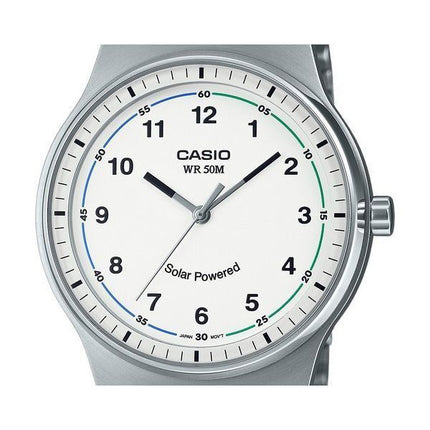 Casio Standard Analog rustfrit stål hvid skive Solar MTP-RS105D-7BV herreur