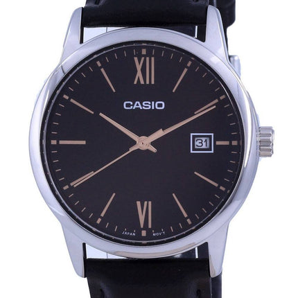 Casio Sort urskive Rustfrit stÃ¥l Analog kvarts MTP-V002L-1B3 MTPV002L-1 Herreur