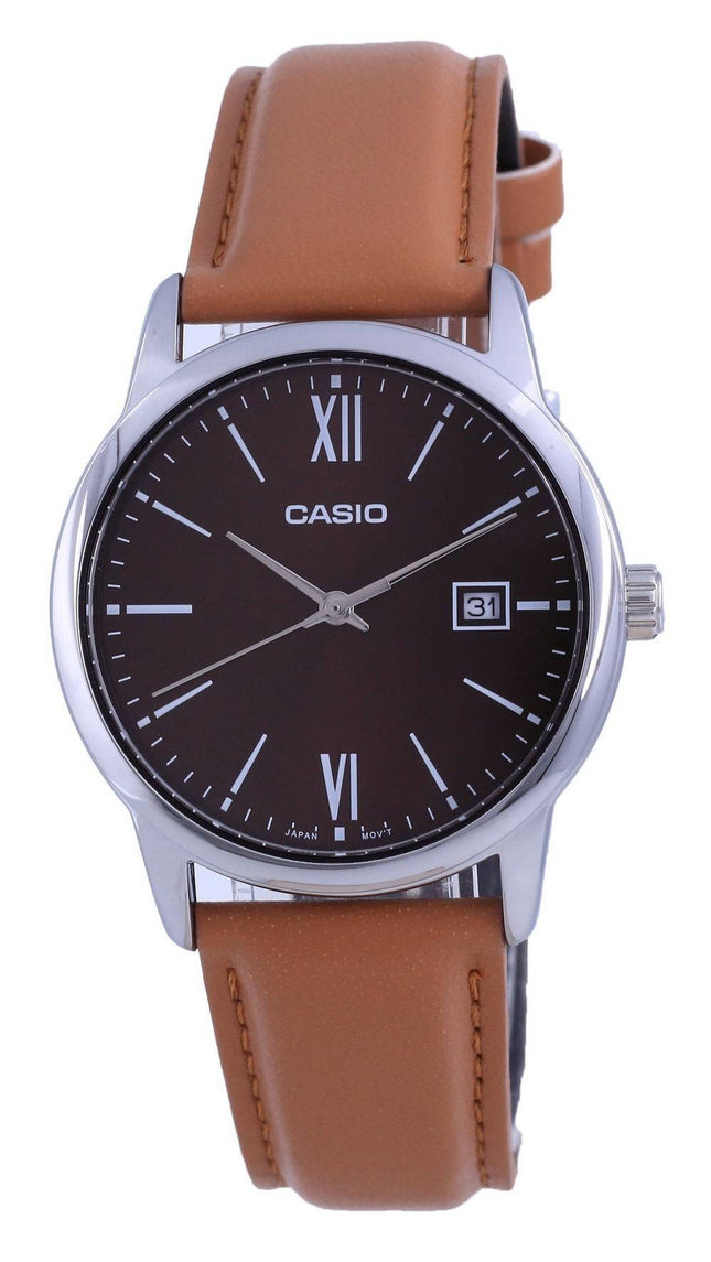 Casio Maroon urskive Rustfrit stÃ¥l Analog kvarts MTP-V002L-5B3 MTPV002L-5 Herreur