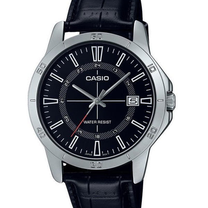 Casio standard analog læderrem Black Dial Quartz MTP-V004L-1C herreur