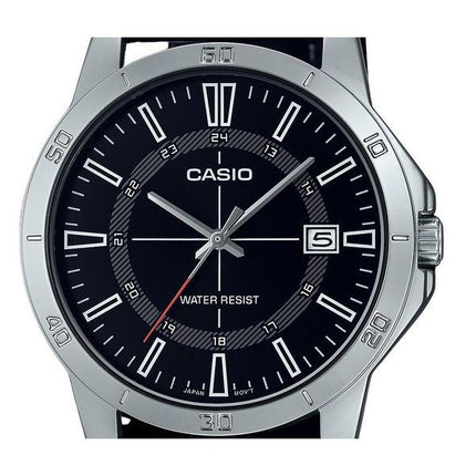 Casio standard analog læderrem Black Dial Quartz MTP-V004L-1C herreur