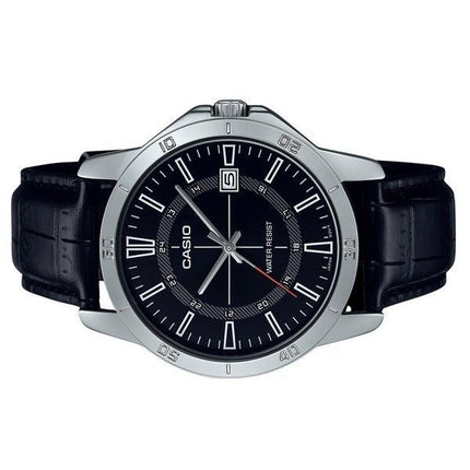 Casio standard analog læderrem Black Dial Quartz MTP-V004L-1C herreur