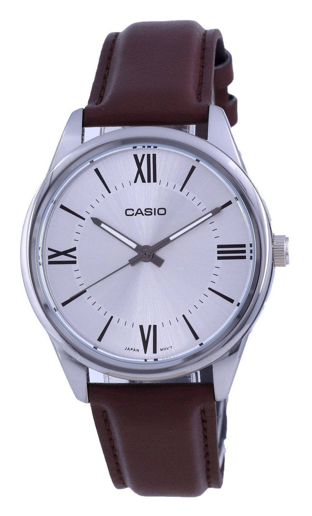 Casio SÃ¸lv urskive Rustfrit stÃ¥l Analog kvarts MTP-V005L-7B5 MTPV005L-7 Herreur