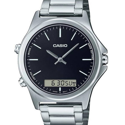 Casio analog digital sort skive i rustfrit stål MTP-VC01D-1E MTPVC01D-1 herreur